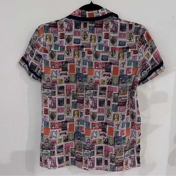 NWOT Alice + Olivia Oswald Printed Silk Shirt XS - Picture 6 of 15
